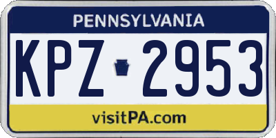 PA license plate KPZ2953