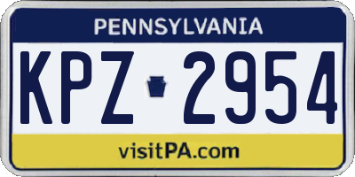 PA license plate KPZ2954
