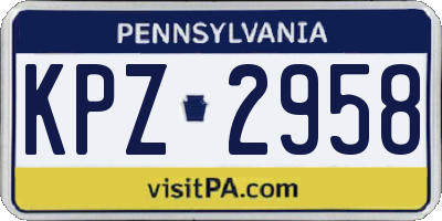 PA license plate KPZ2958