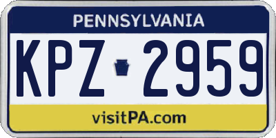 PA license plate KPZ2959