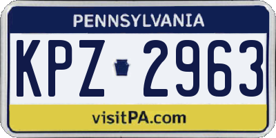 PA license plate KPZ2963