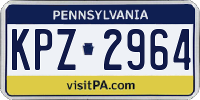 PA license plate KPZ2964