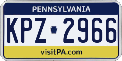 PA license plate KPZ2966