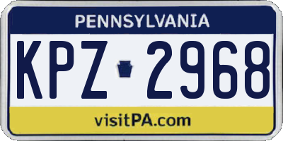 PA license plate KPZ2968
