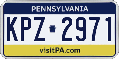 PA license plate KPZ2971