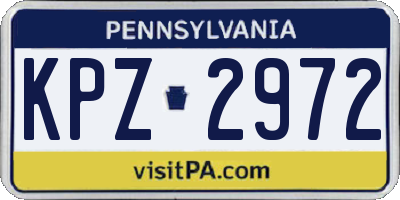 PA license plate KPZ2972