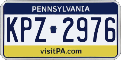 PA license plate KPZ2976