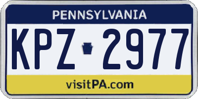 PA license plate KPZ2977