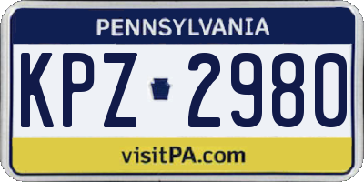 PA license plate KPZ2980