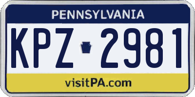 PA license plate KPZ2981