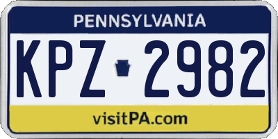 PA license plate KPZ2982