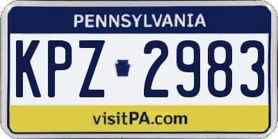 PA license plate KPZ2983