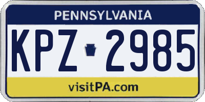 PA license plate KPZ2985