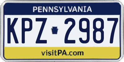 PA license plate KPZ2987