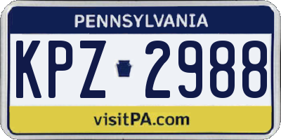 PA license plate KPZ2988