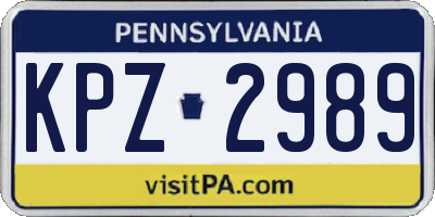 PA license plate KPZ2989