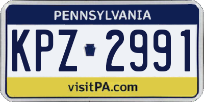 PA license plate KPZ2991