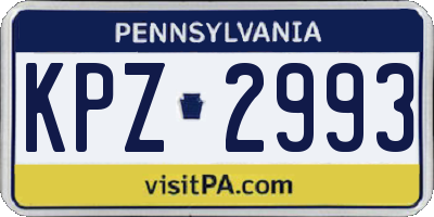 PA license plate KPZ2993