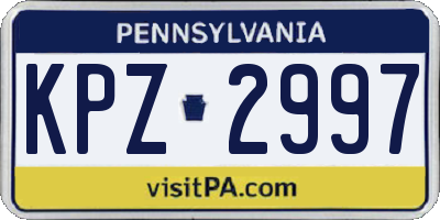 PA license plate KPZ2997