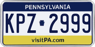 PA license plate KPZ2999