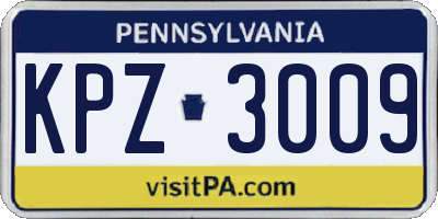PA license plate KPZ3009