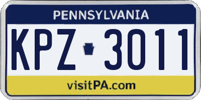 PA license plate KPZ3011