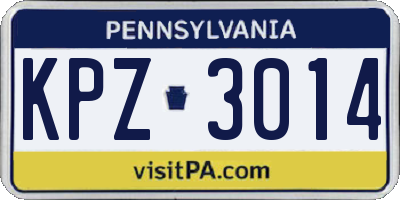 PA license plate KPZ3014