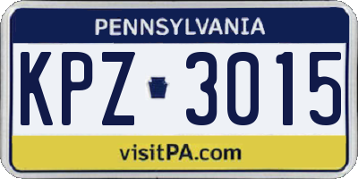 PA license plate KPZ3015