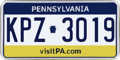 PA license plate KPZ3019