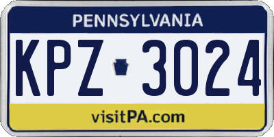 PA license plate KPZ3024