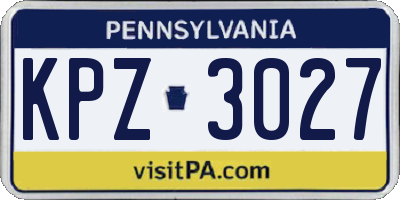 PA license plate KPZ3027