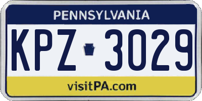 PA license plate KPZ3029