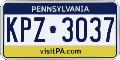 PA license plate KPZ3037