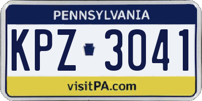 PA license plate KPZ3041