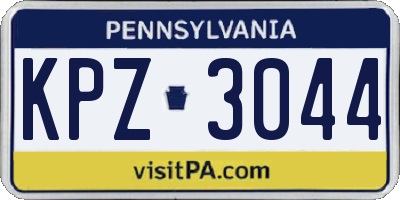 PA license plate KPZ3044