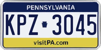 PA license plate KPZ3045