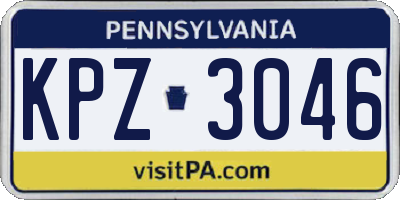 PA license plate KPZ3046
