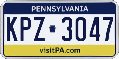 PA license plate KPZ3047
