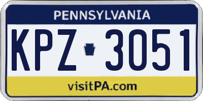 PA license plate KPZ3051