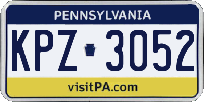 PA license plate KPZ3052