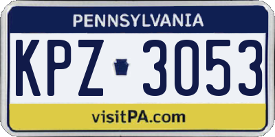 PA license plate KPZ3053