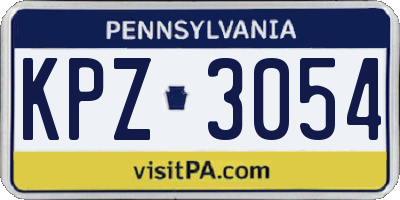 PA license plate KPZ3054