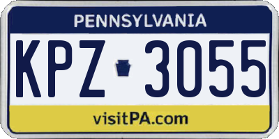 PA license plate KPZ3055