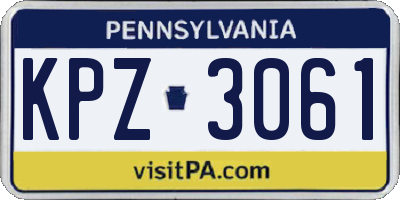 PA license plate KPZ3061