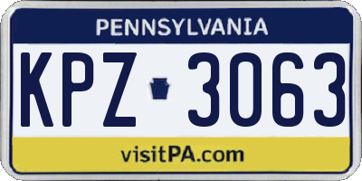 PA license plate KPZ3063