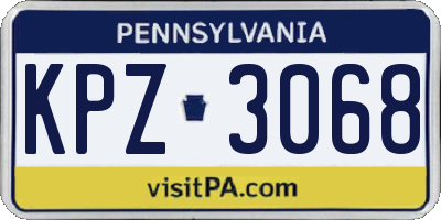 PA license plate KPZ3068