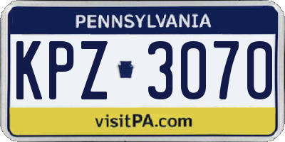 PA license plate KPZ3070