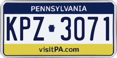PA license plate KPZ3071