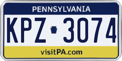 PA license plate KPZ3074