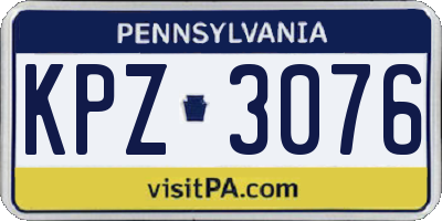 PA license plate KPZ3076